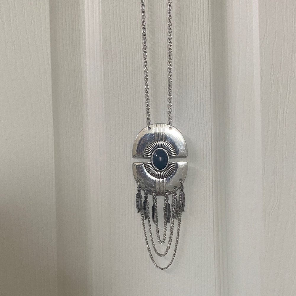 Paparazzi NIP Silver Toned Long Link Feather Charm Necklace 36" LONG & Earnnings